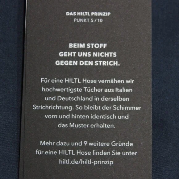 Hiltl NWT Chinos / Casual Pants Size 34 US Dayne In Solid Blue Cotton Blend